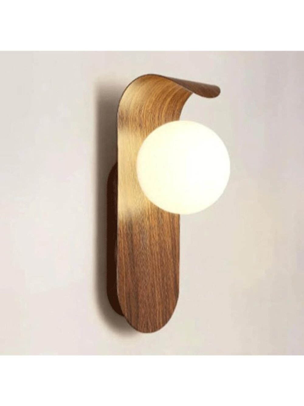 Mid Century Walnut Wall Sconce Glass Globe Retro Industrial Farmhouse Light